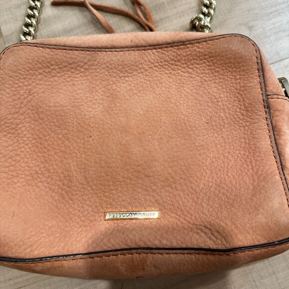 Rebecca Minkoff Women's Avery Crossbody Purse Small Tan Leather Chain Strap - Picture 6 of 9